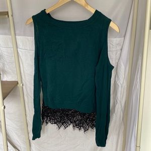 Green and Black Top with shoulder cutouts